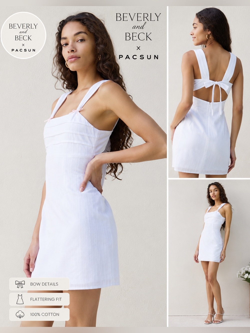 PacSun Beverly & Beck Matilda Bow Mini Dress NWT White L Coquette Balletcore T